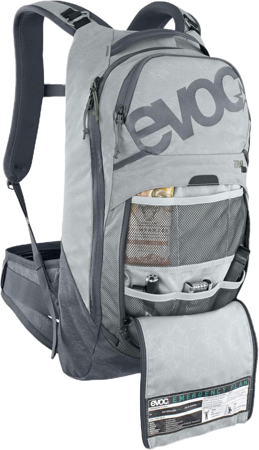EVOC TRAIL PRO 10l Rucksack für Trailriding & Renneinsätze, Backpack, Steingrau/Carbon Grau