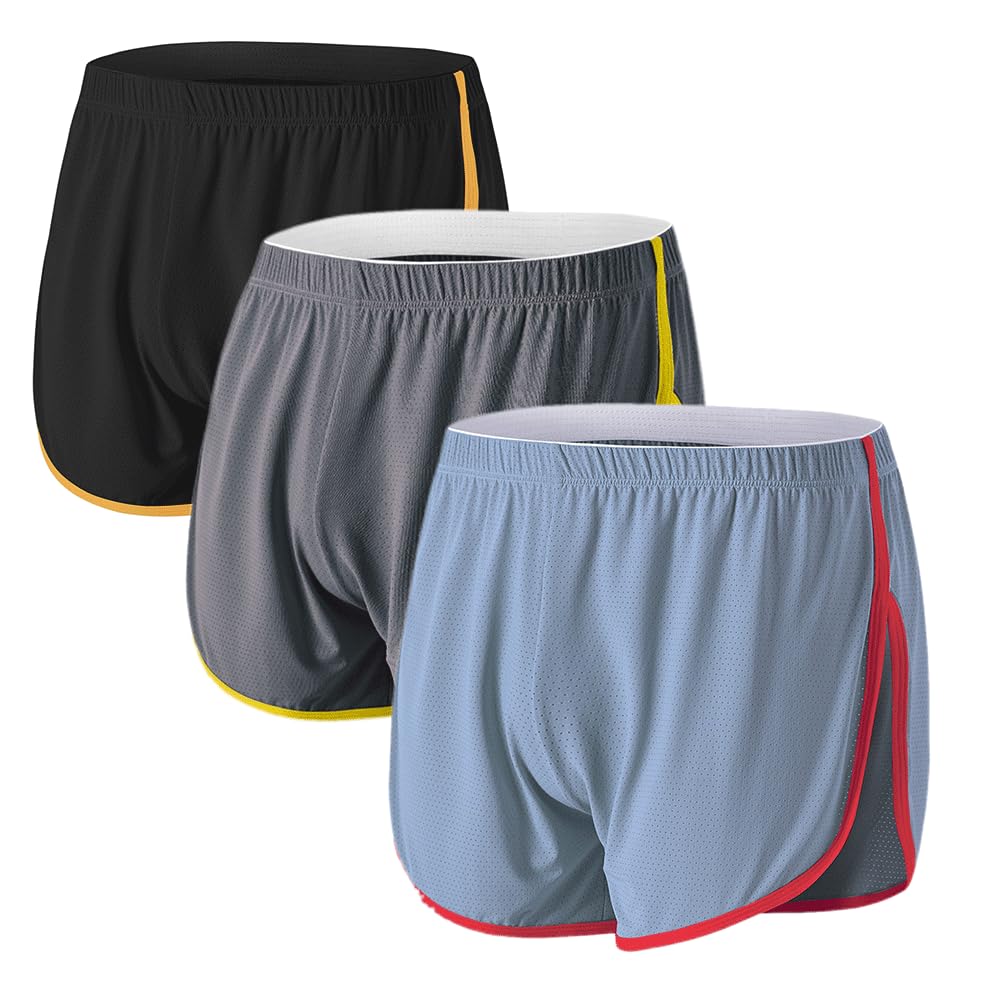 BIATWOWR Herren Sport Shorts Loose Fit Atmungsaktive Boxer Shorts Side Split Boxers 3XL 3-multi01, 3