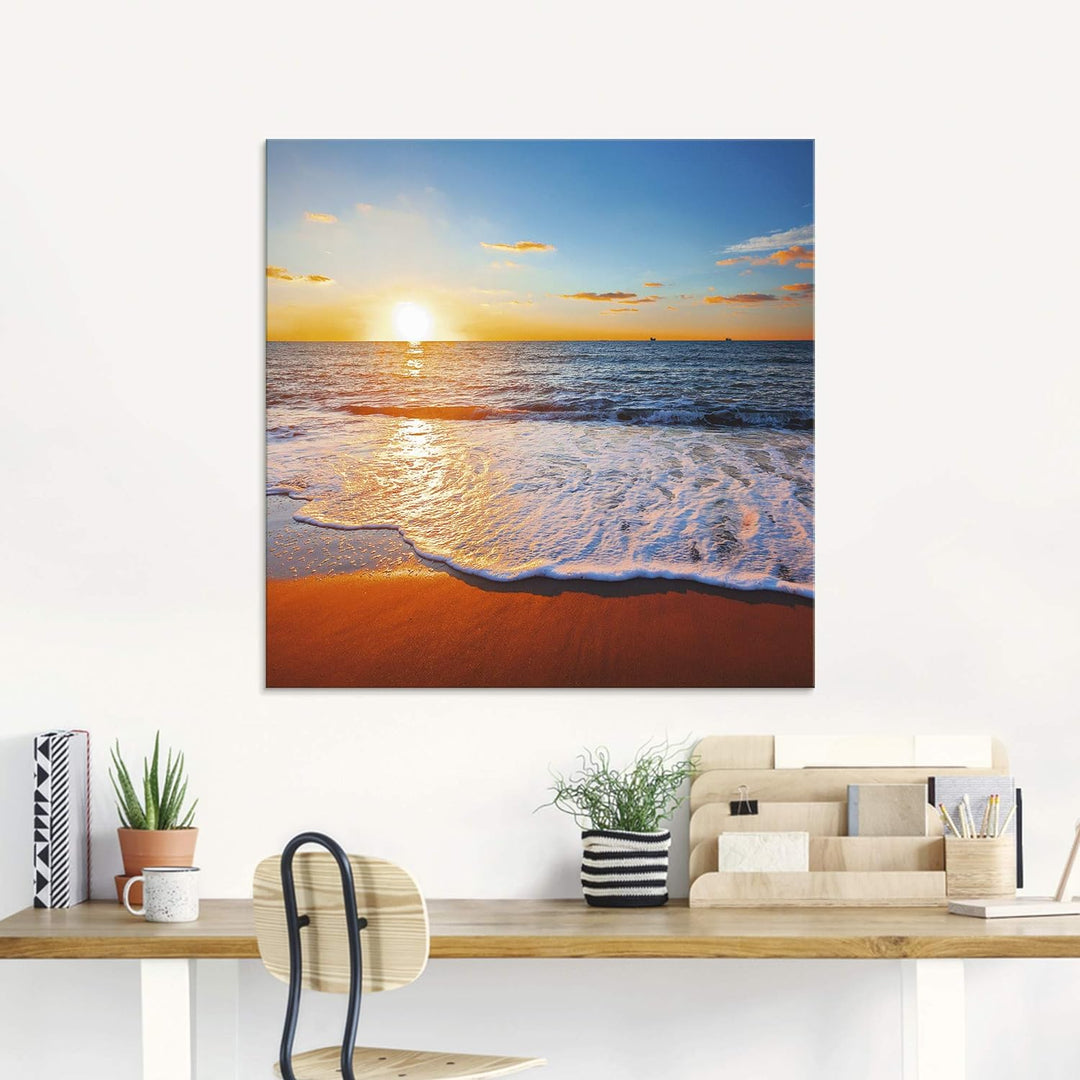 ARTland Glasbilder Wandbild Glas Bild einteilig 40x40 cm Quadratisch Strand Meer Sonne Karibik Natur