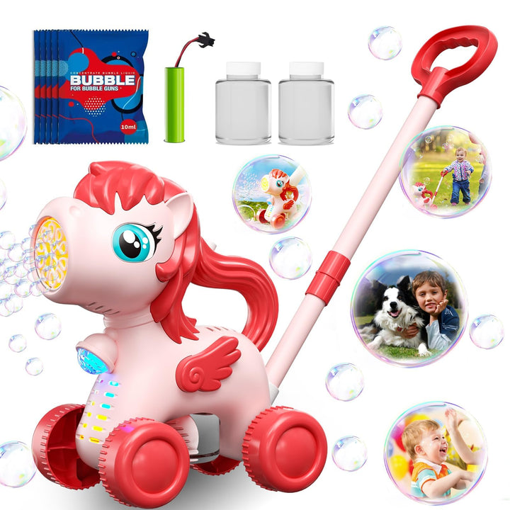 TOY PLAYER Pink Bubble Rasenmäher für Kleinkinder, Automatische Blasenmaschine für Kinder, Sommer Ou