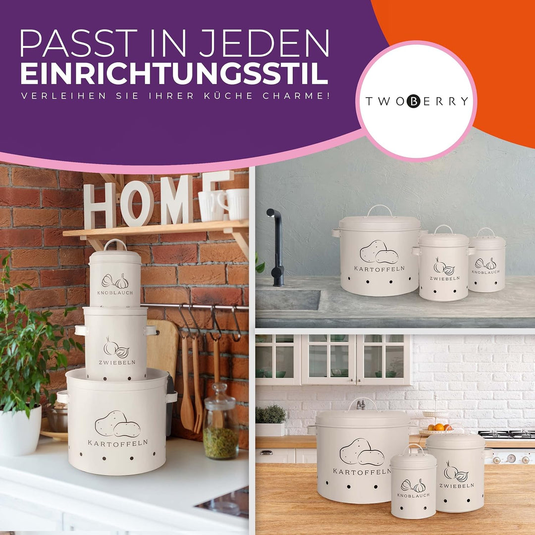 TWOBERRY Aufbewahrungsbox [3er Set] inkl. Sparschäler- längere Haltbarkeit durch 360° Luftzirkulatio