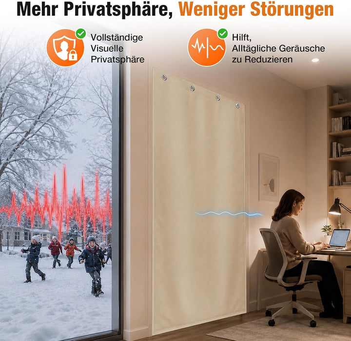 Lapalife Waterproof Wärmeschutzvorhang für Tür L210cmxB100,Thermo Türvorhang Winddichte Kältebeständ