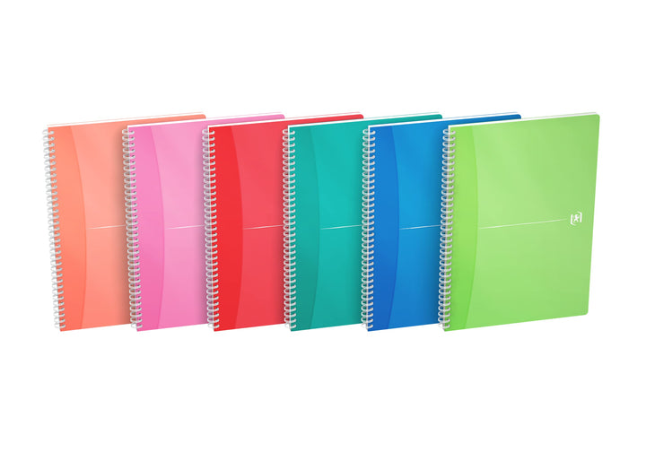OXFORD Spiralbuch My Colours, 5er Pack, DIN A4, liniert, 90 Blatt, 4 Farben liniert A4, liniert A4