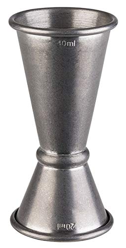 APS 93354 Barmass, Ø 4,5 cm, Höhe 9 cm, Edelstahl, Füllmenge 20/40 ml, Antik-Edelstahl-Look 10/20/30