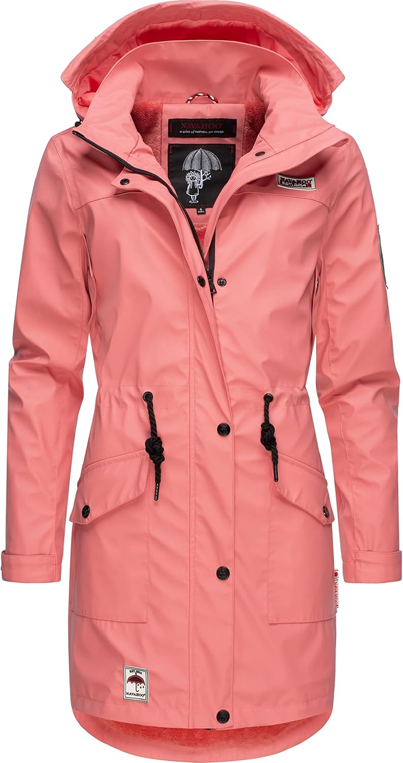 Navahoo Damen wasserdichter gefütterter Regenmantel Deike S Rose Coral, S Rose Coral