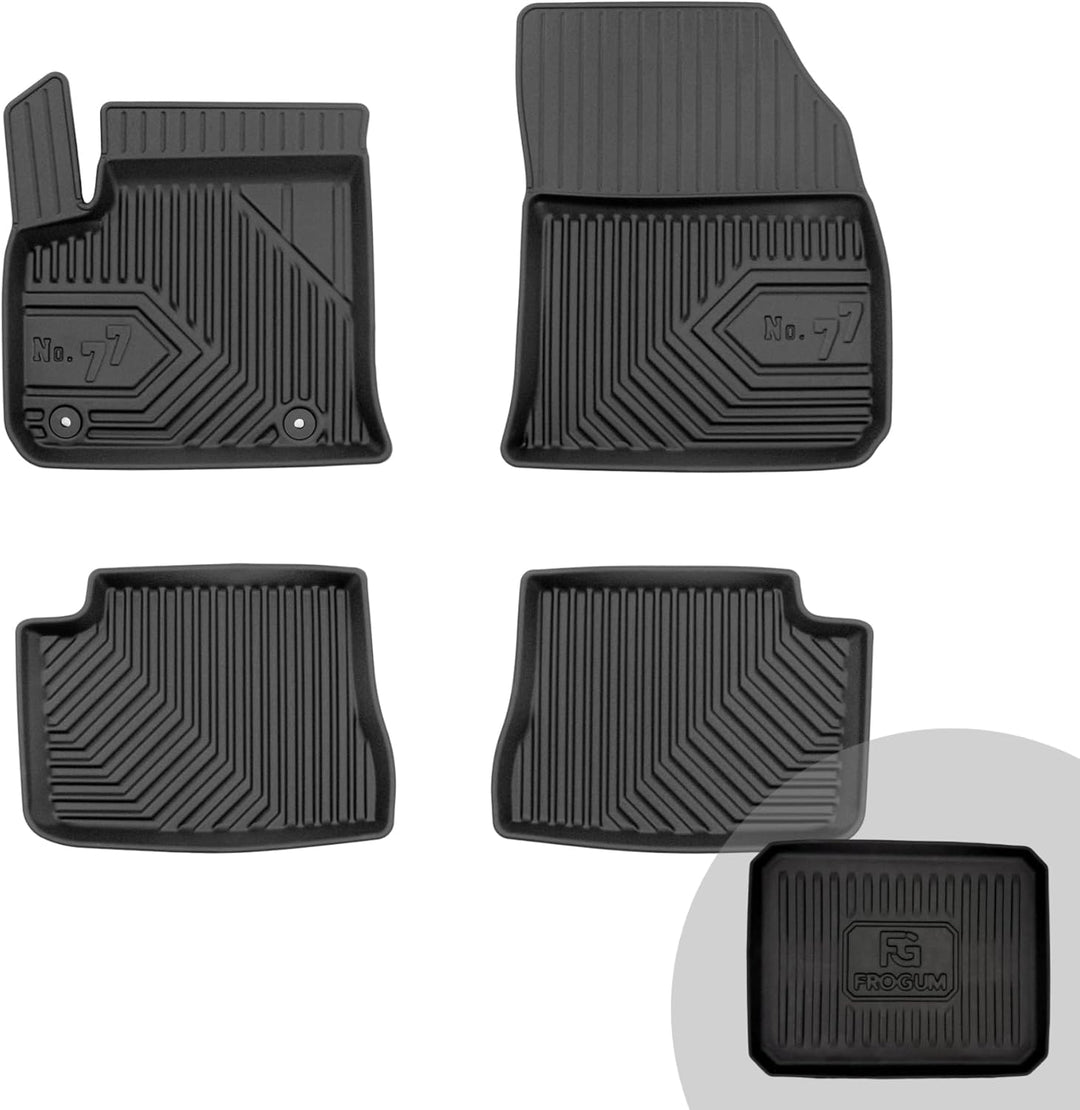 FROGUM No.77 Gummimatten Ganzjahresset von Auto Fussmatten Autofussmatten für Opel Corsa-e ab 2019,