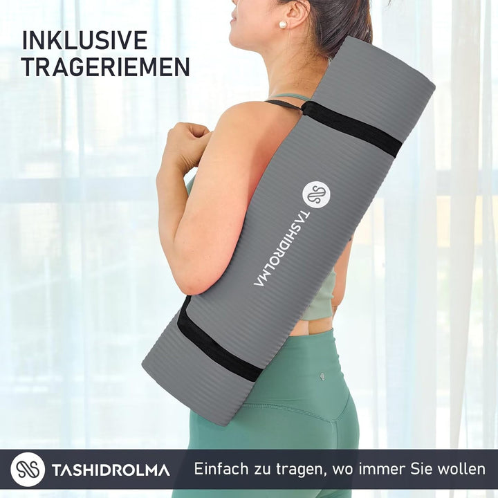 Yoga Matte Dicker, NBR Yogamatte Rutschfest Mit Tragegurt, Für Gymnastikmatte, Fitnessmatte, Sportma