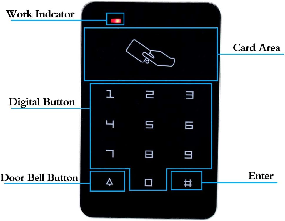 KDL Komplettes RFID-Zutrittskontrollsystem-Kit mit Stand-Along-Tastatur und Schliesser, DC12V / 3A-N