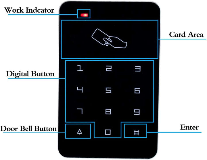 KDL Komplettes RFID-Zutrittskontrollsystem-Kit mit Stand-Along-Tastatur und Schliesser, DC12V / 3A-N