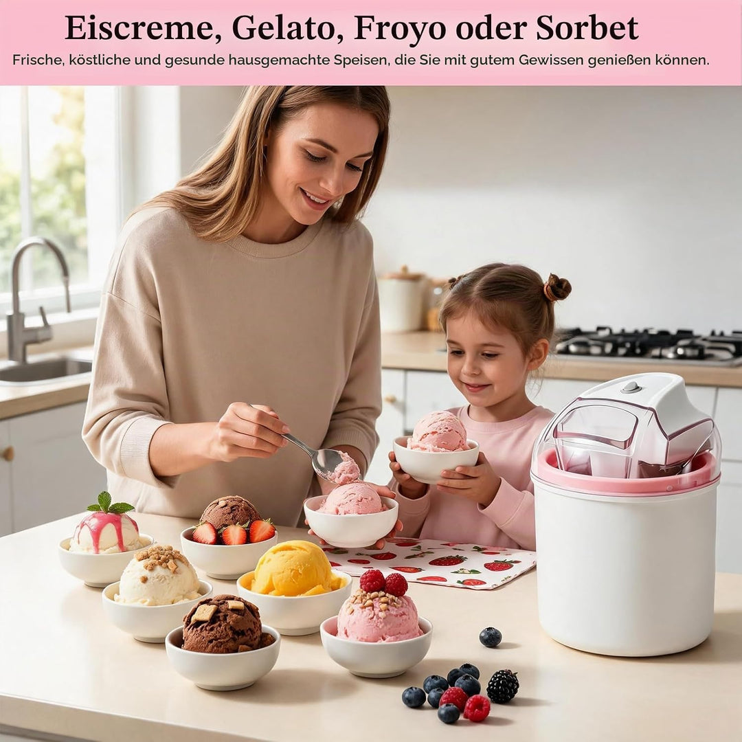 Eismaschine 1,6 L, für Eiscreme, Sorbet &amp; Frozen Joghurt, Softeismaschine mit One-Touch-Bedienung, 2
