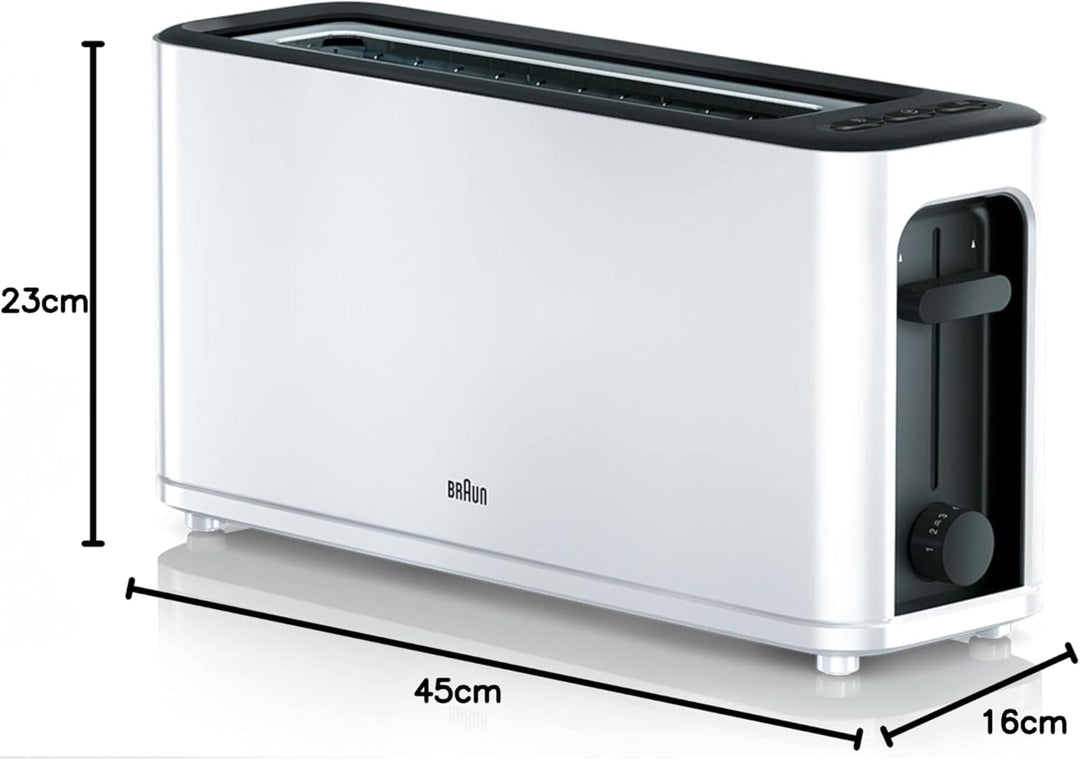 Braun Household HT3100WH Toaster, 1 Schlitz mit 7 Bräunungsstufen, 1000 W, Weiss
