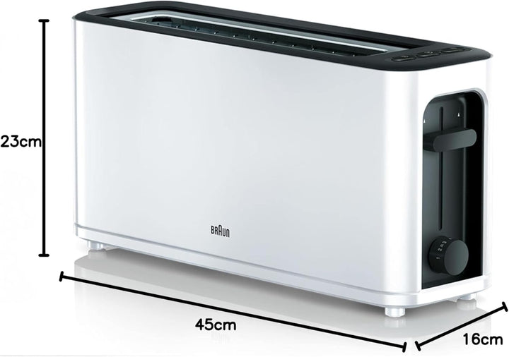 Braun Household HT3100WH Toaster, 1 Schlitz mit 7 Bräunungsstufen, 1000 W, Weiss