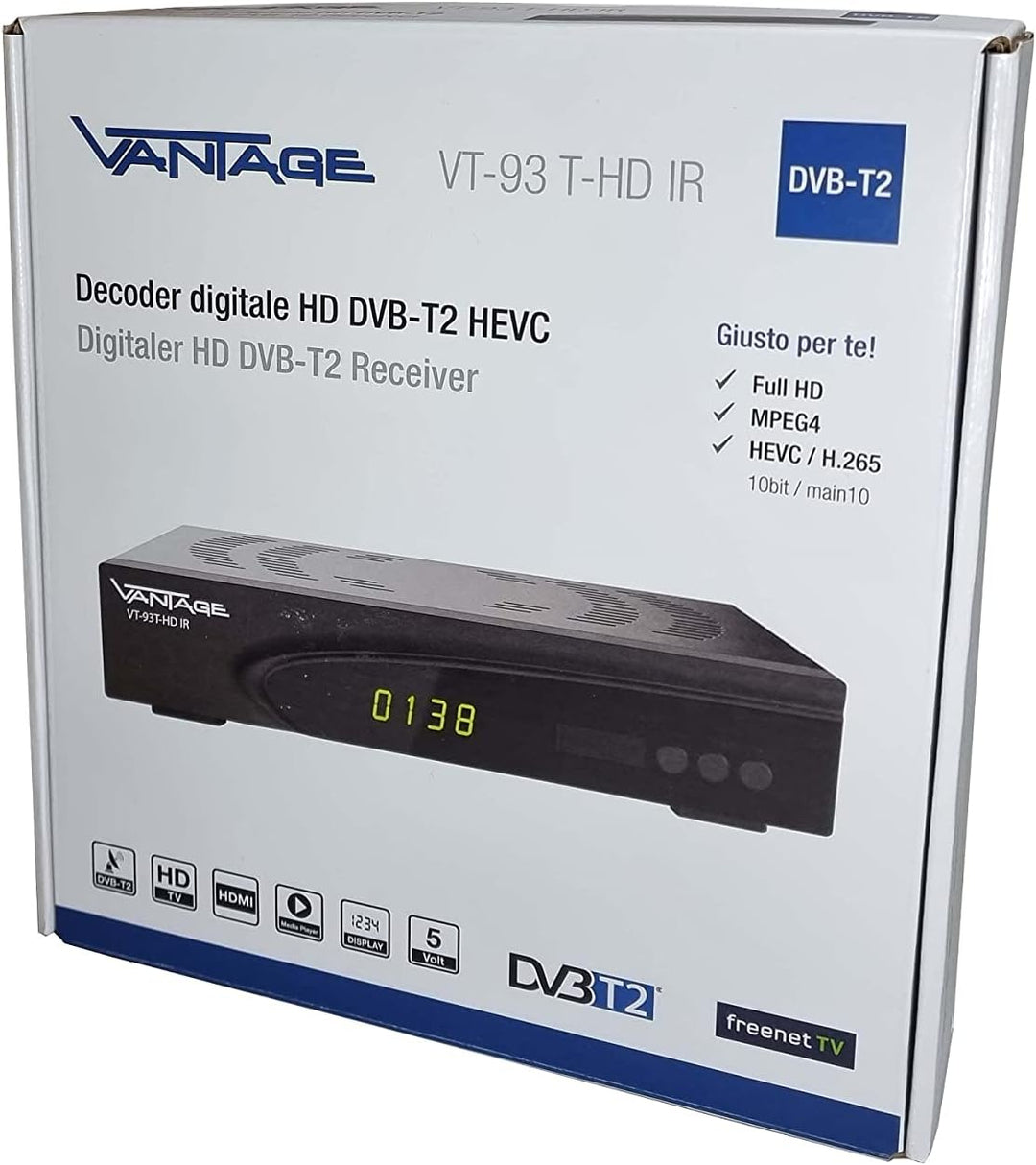 Vantage VT-93 DVB-T2 Receiver für Italien (Italienische Menüführung, Sender in HD, PVR Ready, Digita