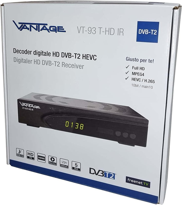 Vantage VT-93 DVB-T2 Receiver für Italien (Italienische Menüführung, Sender in HD, PVR Ready, Digita