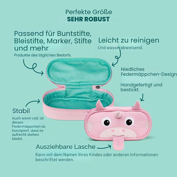 Affenzahn Stiftemäppchen für den Kindergarten, Federmäppchen für Kinder mit Tiermotiv und Ziehzunge