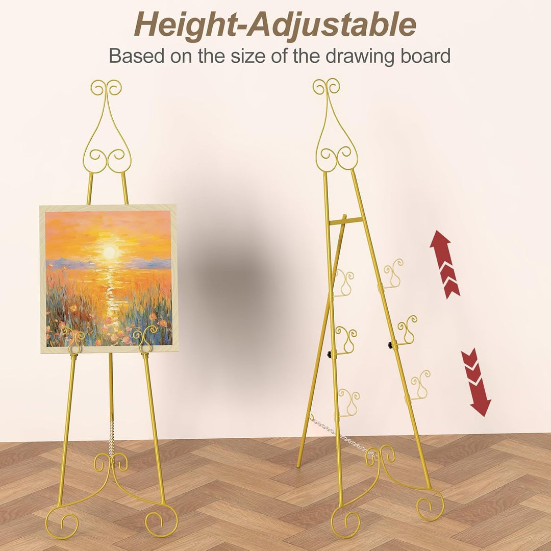 LIANTRAL 2er-Set Staffelei aus Metall Gold, Höhenverstellbar Staffelei Stand für Leinwand, Keilrahme