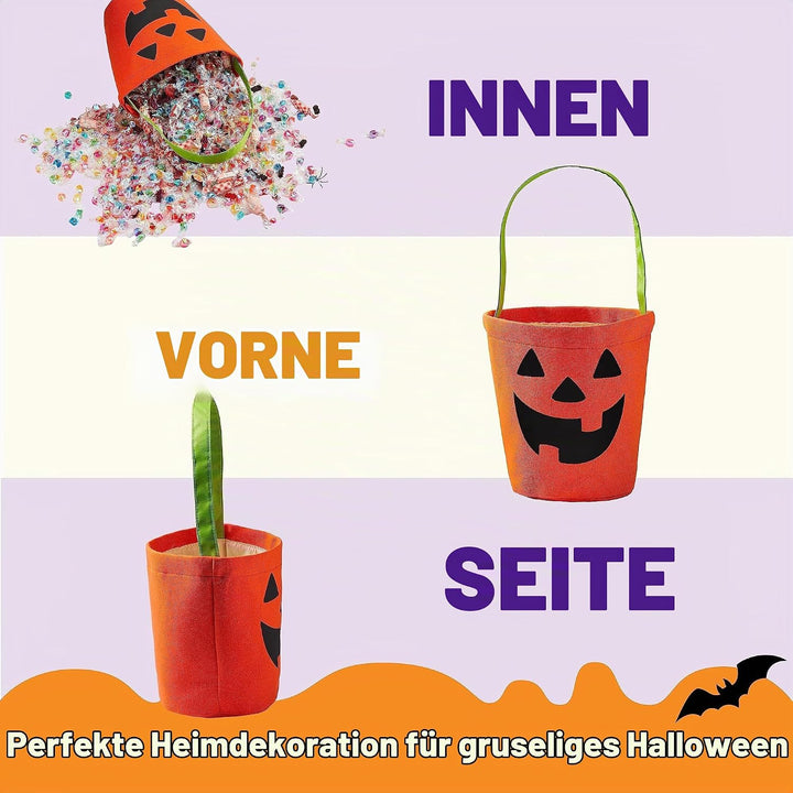 JOYIN Halloween-Fledermaus- und Kürbis-Süssigkeiten-Eimer-Set, wiederverwendbare Filz-Süsses-oder-Sa