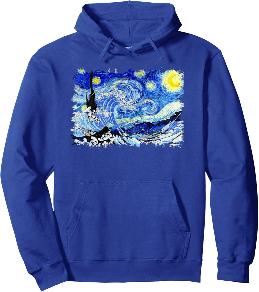 Berühmte Kunst: Grosse Sternennacht Welle Van Gogh Hokusai stilvoll Pullover Hoodie
