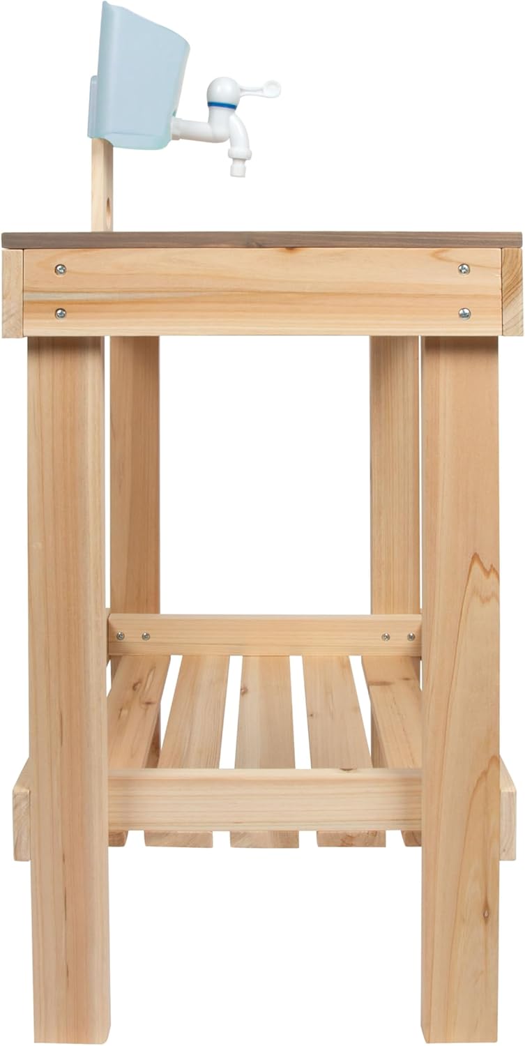 small Foot Matschküche und Spieltisch aus Vollholz, Outdoor-Spielküche für Kinder, mit Kochfeld, Was