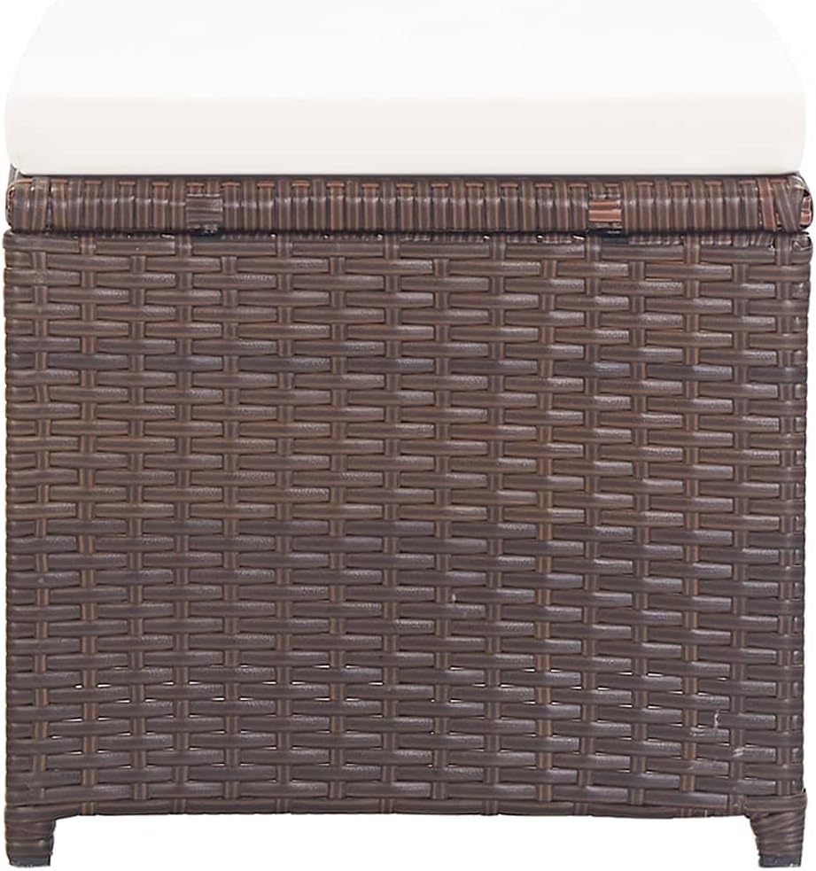 vidaXL 2X Gartenhocker mit Sitzkissen Sitzhocker Hocker Rattanhocker Gartenmöbel Fusshocker Garten B