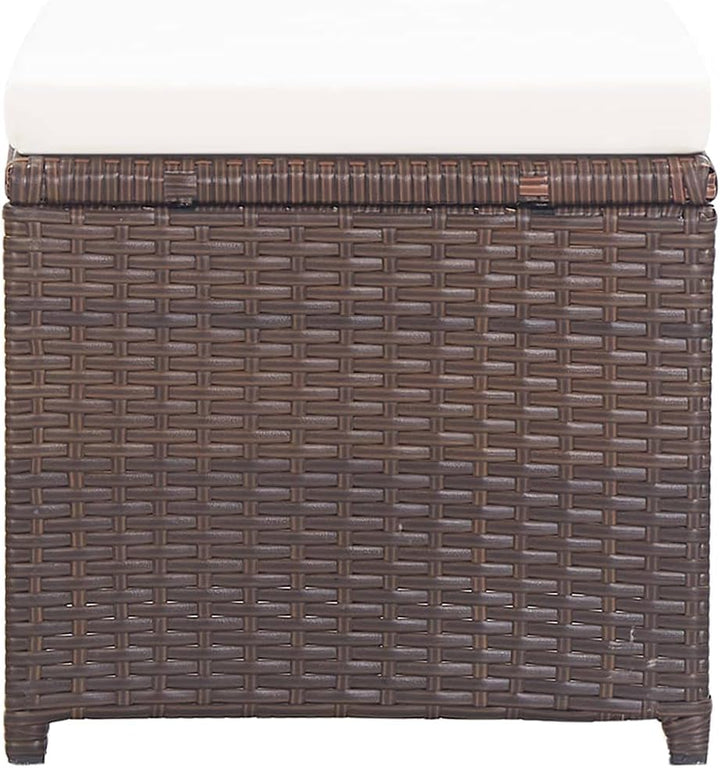 vidaXL 2X Gartenhocker mit Sitzkissen Sitzhocker Hocker Rattanhocker Gartenmöbel Fusshocker Garten B