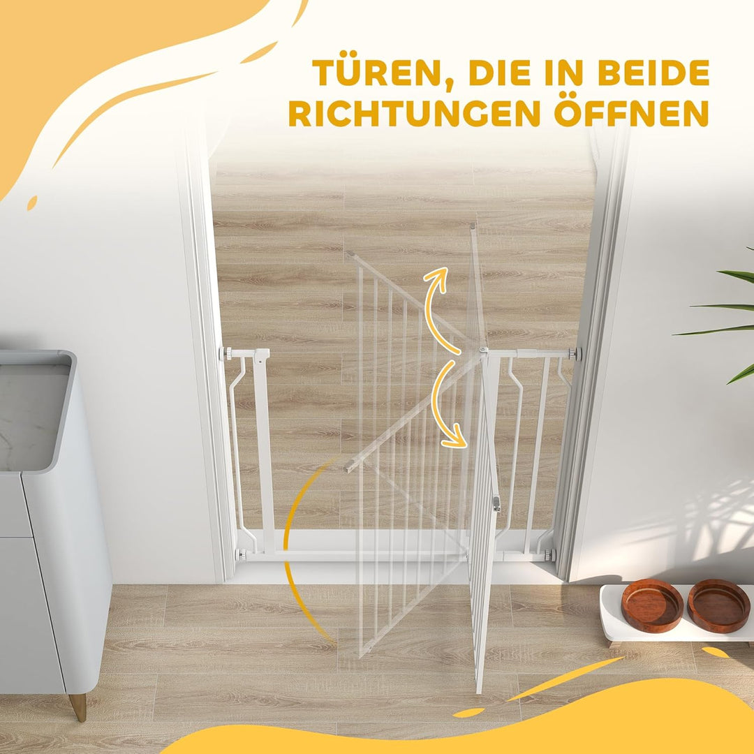 PawHut Türschutzgitter Treppenschutzgitter mit 10 cm Verlängerung Türgitter ohne Bohren Treppengitte