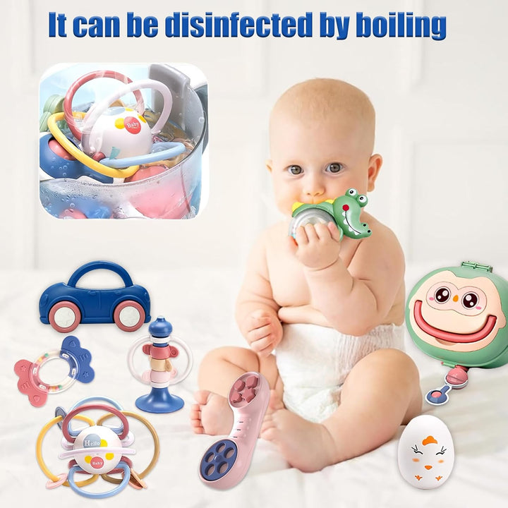Baby Rassel Beissring Set 13 PCS, Montessori Spielzeug - Shaker Greifen Rassel, Zahnungshilfe Baby 3