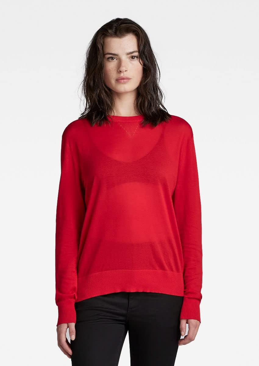 G-STAR RAW Damen Core Round Neck Strickpullover Knits S Rot (Acid Red D21960-d166-a911), S Rot (Acid