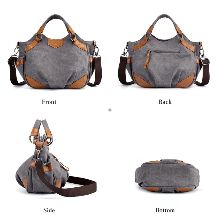 PORRASSO Casual Umhängetasche Damen Schultertasche Segeltuch Handtasche Frauen Crossbody Bag für Sho