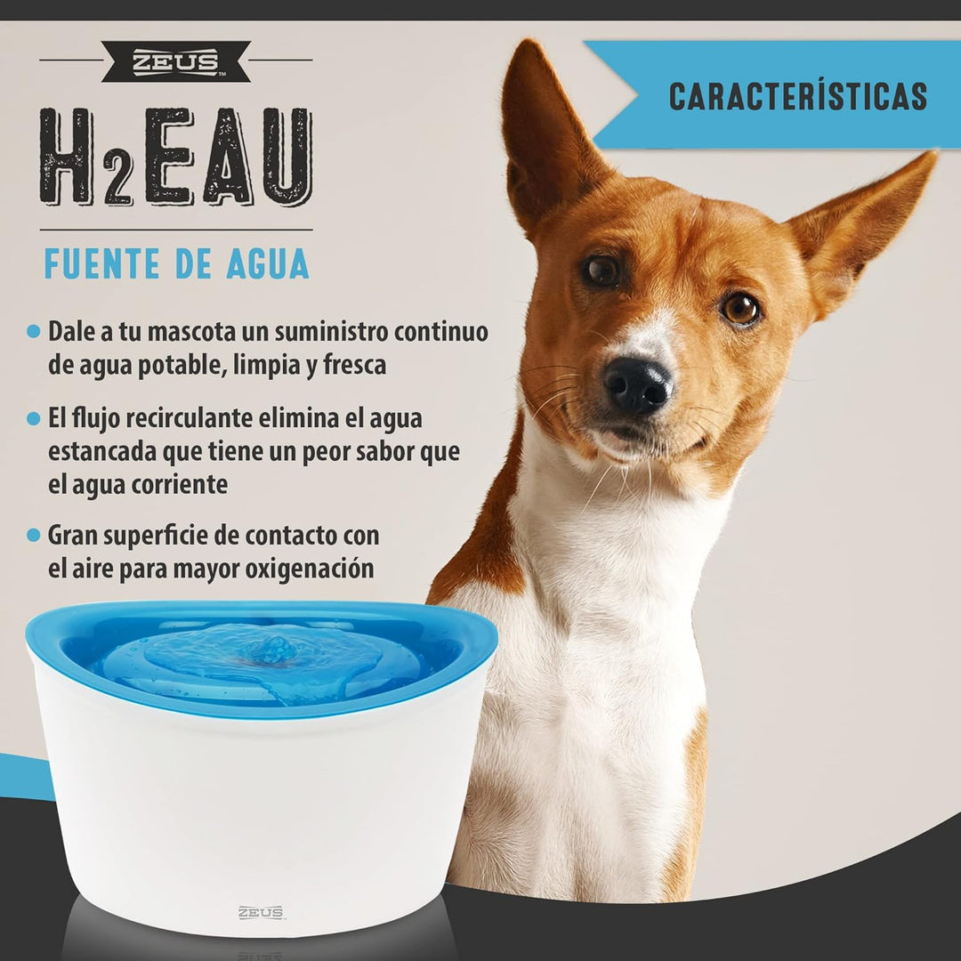 Zeus Trinkbrunnen für Hunde, weiss/blau + Ersatzreinigungsfilter für 6L H2EAU Trinkbrunnen für Hunde