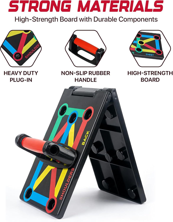 ROMIX Liegestützbrett, 12 in 1 Multifunktions Tragbares Push Up Board, Liegestützständer, Muskelbret