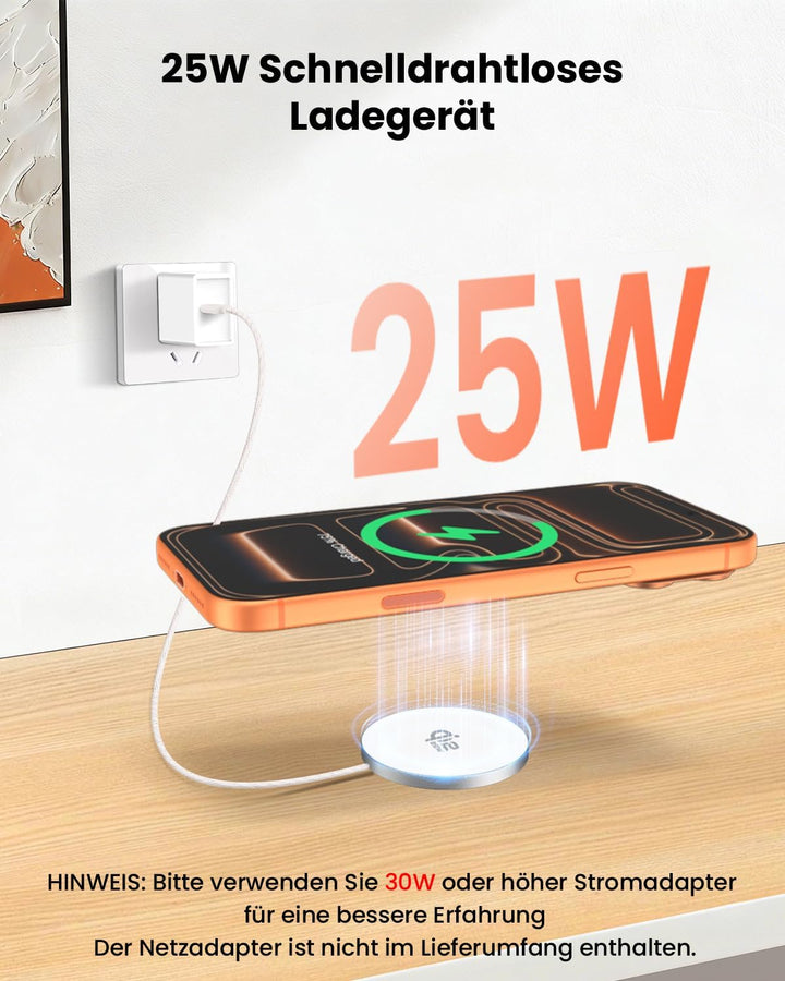GEEKERA Qi2.2 25W magnetisches Schnellladegerät: Ultradünnes Flaches Wireless Charger für Apple MagS