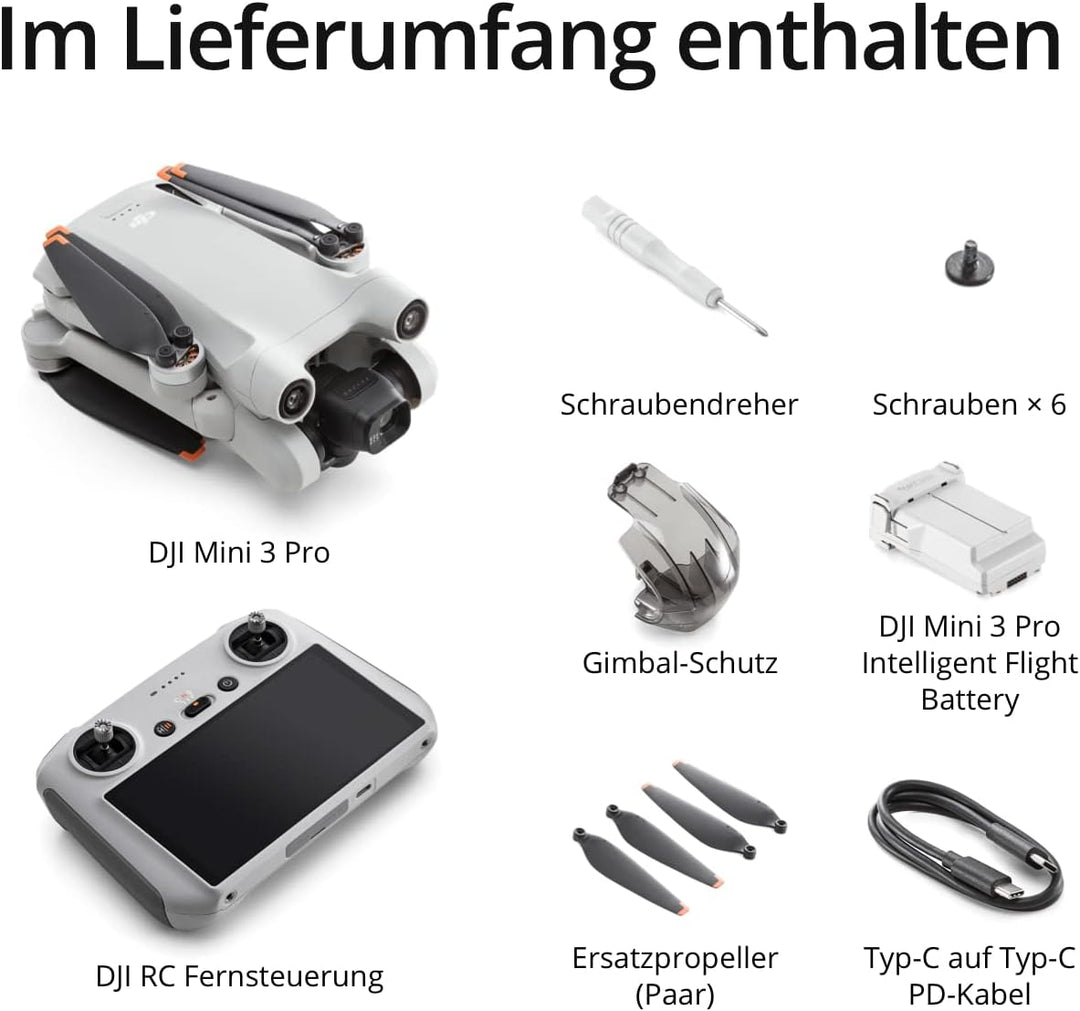 DJI Mini 3 Pro mit DJI Smart Control – Leichte und faltbare Kameradrohne mit 4K/60fps Videos, 48 MP