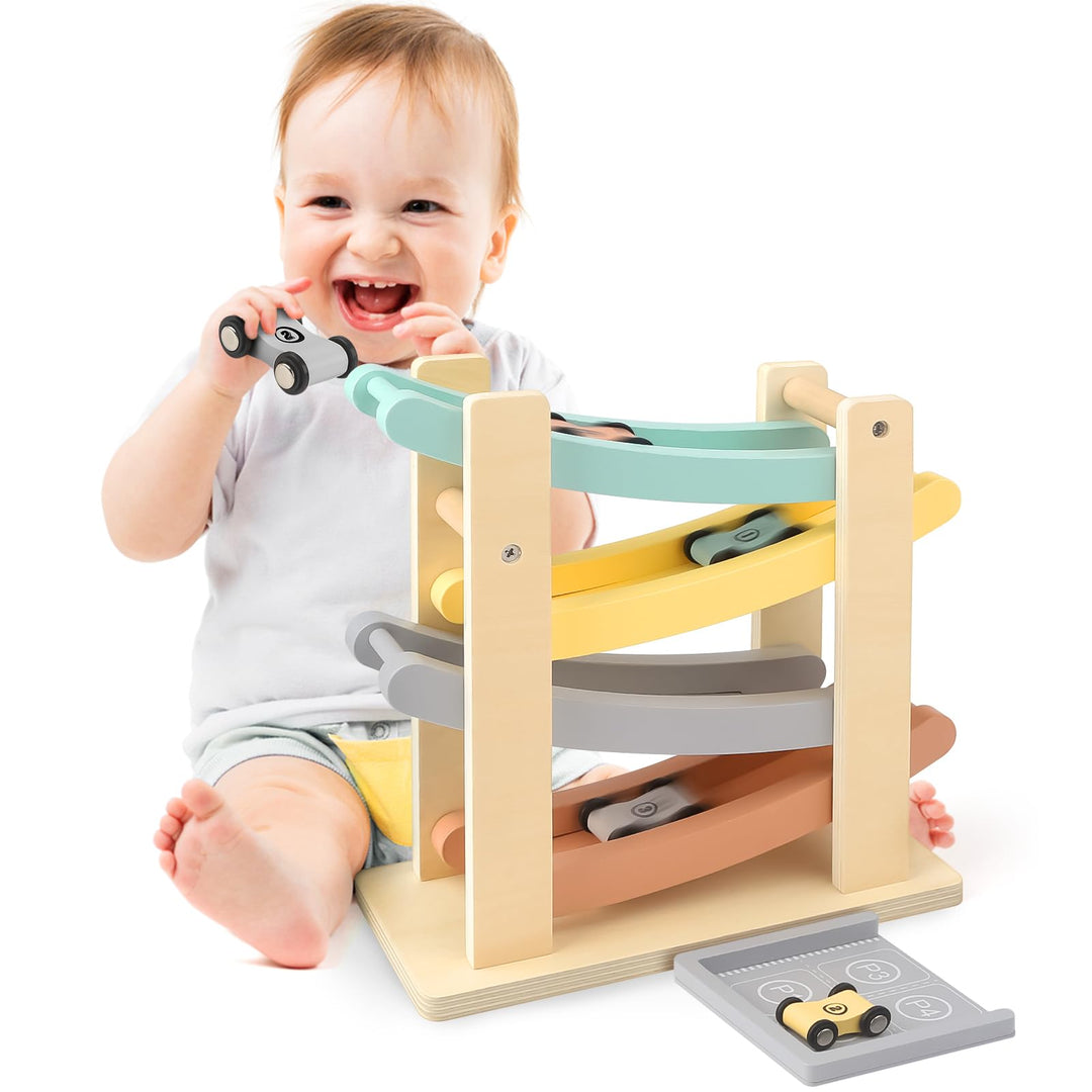 Vanplay Montessori Spielzeug ab 1 Jahr Auto Spielzeug Kugelbahn Holz ab 1 2 Jahr Holzspielzeug Gesch