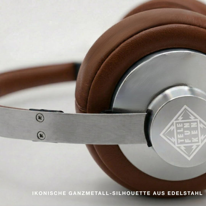 TELEFUNKEN ARCO Classic Edelstahl-Bluetooth-Kopfhörer – Ikonische Ganzmetall-Silhouette mit Luxus-Ha