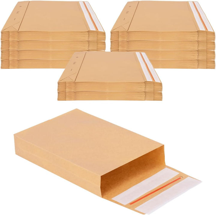 200 Faltentaschen 229x162x40 mm mit Klotzboden, doppelte Haftklebung und Aufreissfaden Versandtasche