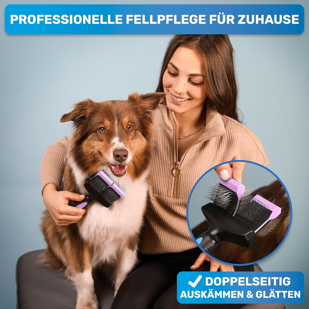 BluePet "ZupfZeug Pro" Professionelle Hundebürste Langhaar - Zupfbürste für Hunde und Katzen - Entfe