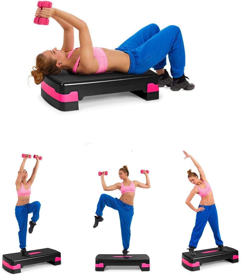 DREAMADE Aerobic Fitness Stepper, 2 stufige Steppbank von 10cm & 15cm, Stepboard Steppbrett mit Bela