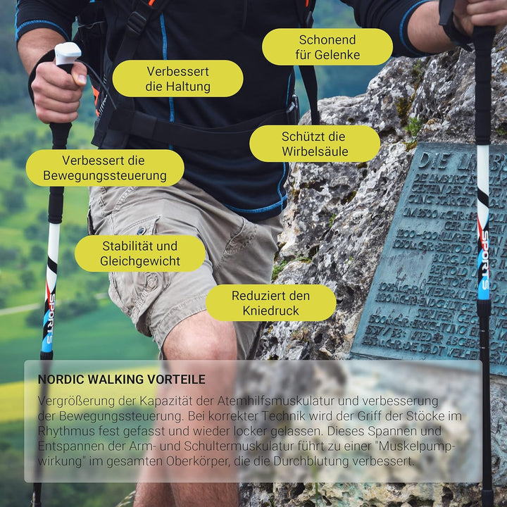 Nordic Walking - Trekking Carbon Stöcke Premium - aus hochwertigem Carbon - Superleicht - auswählbar