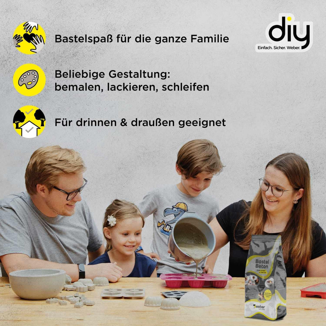 WEBER | Bastelbeton 5 kg | zum Giessen & Kneten | bemalbar, lackierbar, schleifbar | für Hobby- & Kr