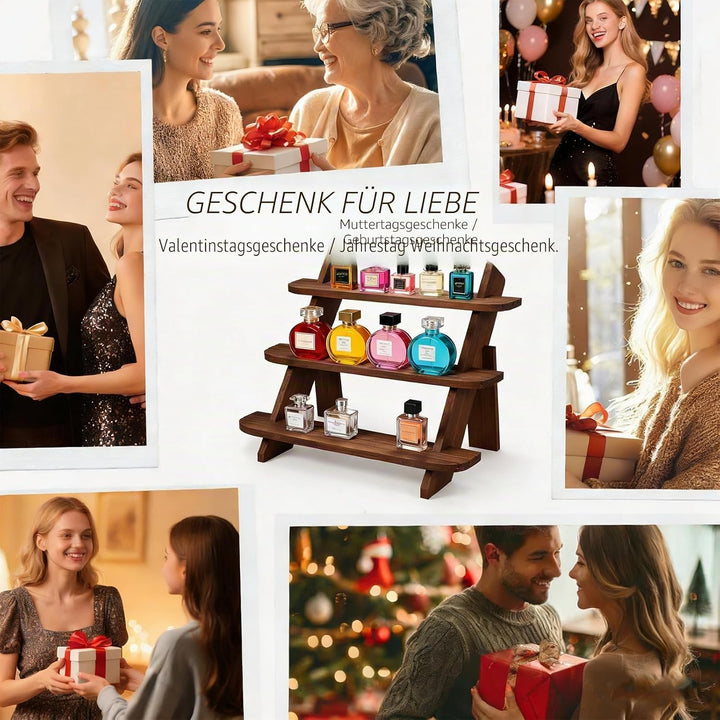 3-Etagen Holzständer – Cupcake-Ständer, Desserttisch, Parfüm-Organizer, rustikale Servierplatte, Gew