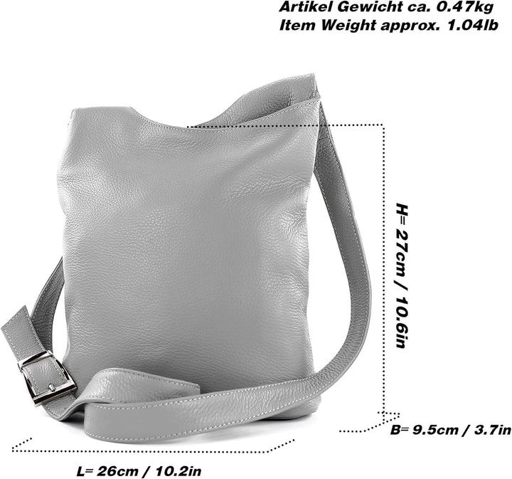 modamoda de - T221 - ital. Umhängetasche Schultertasche Medium aus Leder Rosa, Rosa