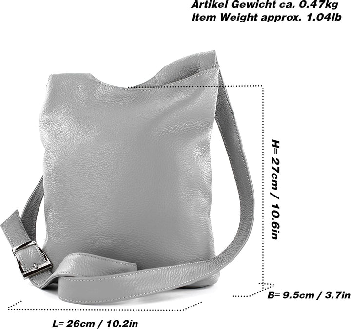 modamoda de - T221 - ital. Umhängetasche Schultertasche Medium aus Leder Signalblau, Signalblau