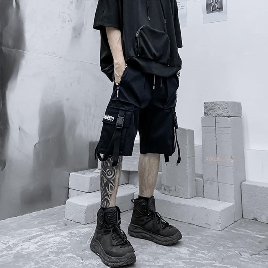XYXIONGMAO Men's Joggers Techwear Black Hip Hop Cargo Shorts Streetwear Sweatpants Cargo Pants for M