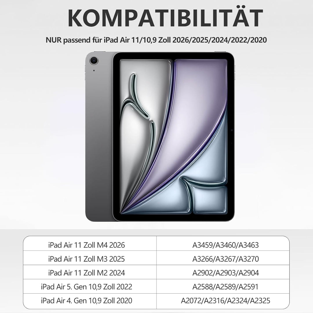 Hülle mit Tastatur für iPad Air 11 Zoll M3 2025 M2 2024/Air 5 Generation 2022 4 Gen 2020 10,9 Zoll,
