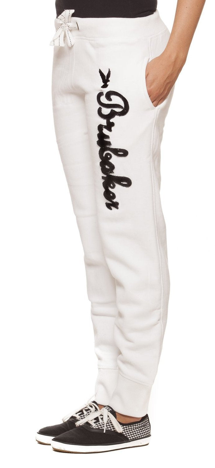 BRUBAKER N.Y. Eagle American Style Damen Fitness Workout Hose Jogginghose 6 Farben Gr. S-XL L Weiss,