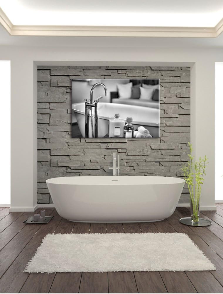 Pixxprint stilvolle Badewanne als Leinwandbild/Grösse: 100x70 / Wandbild/Kunstdruck/fertig bespannt,