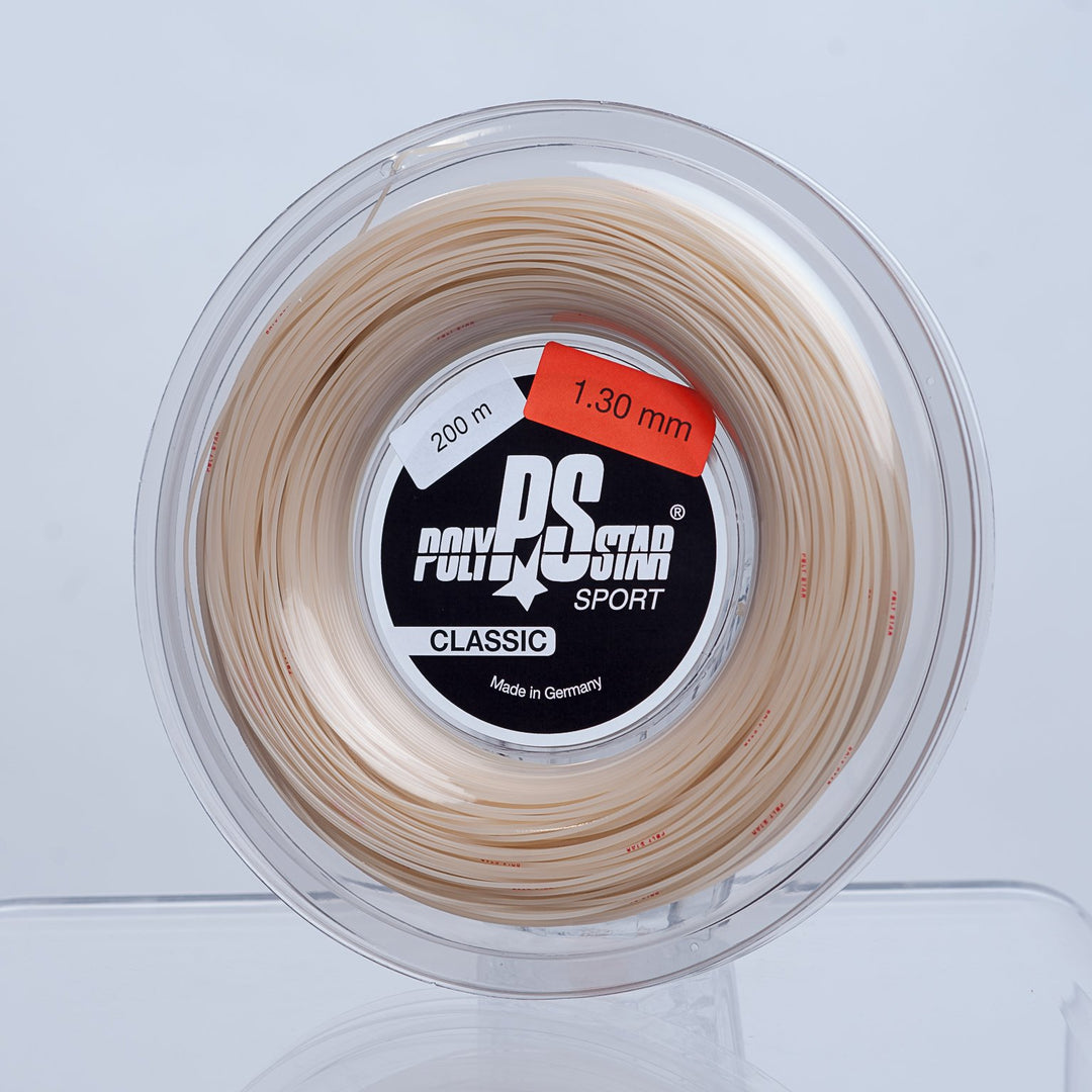 Polystar Poly Star Unisex – Erwachsene Classic Tennissaiten, beige, 200m Rolle 1,30mm