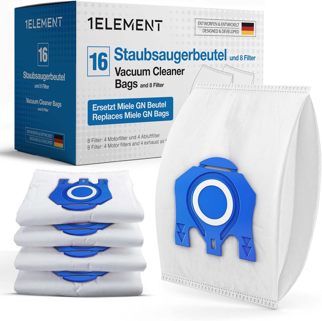 16 Staubsaugerbeutel für Miele Staubsauger [Complete C3 & C2, Classic C1] Ersetzt GN inkl. 4 Motor-