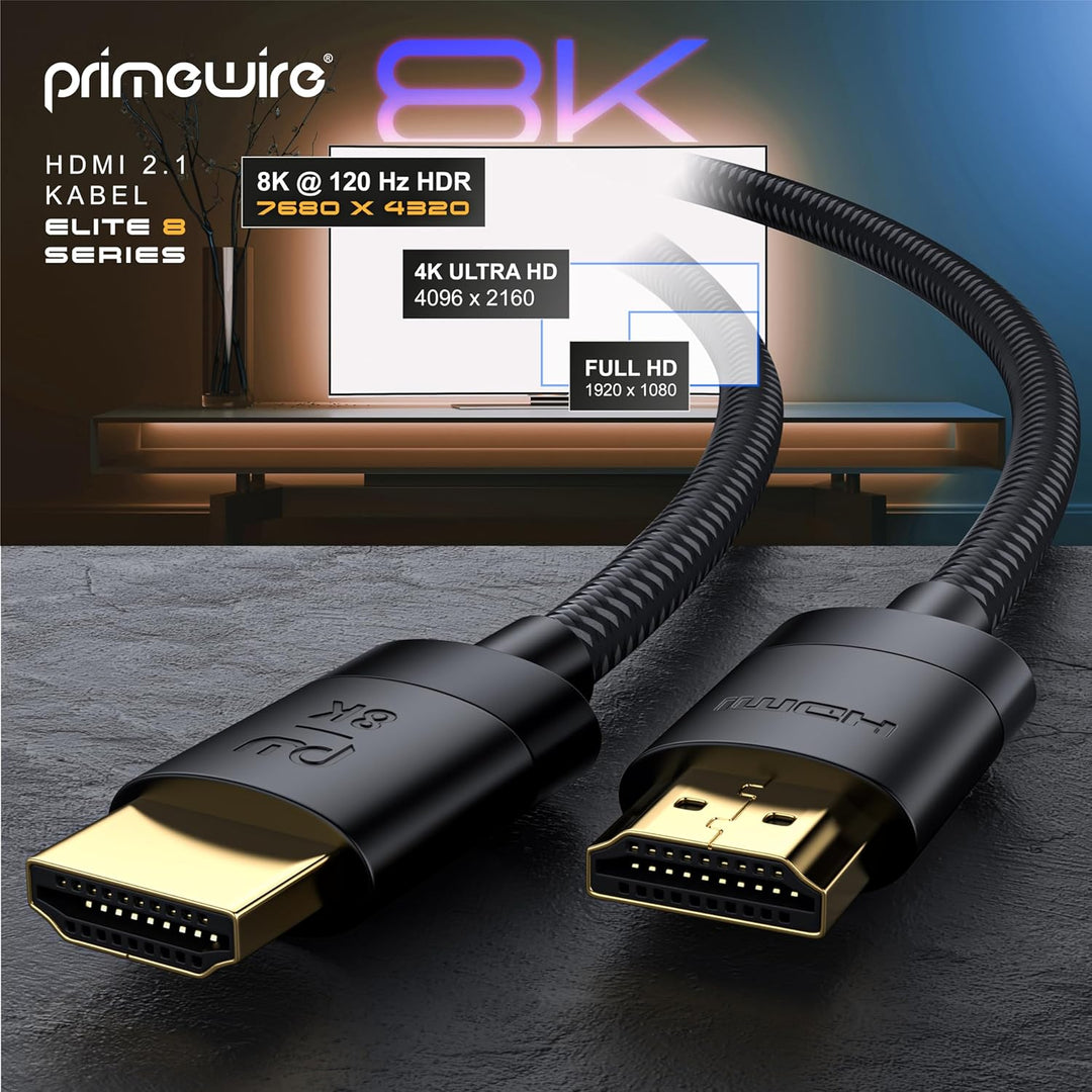CSL - 8k / 4k HDMI Kabel 2.1/2.0-4m - 8K @ 60Hz / 120Hz - 4K @ 240Hz - 48 Gbit/s - 3D - Ultra High S